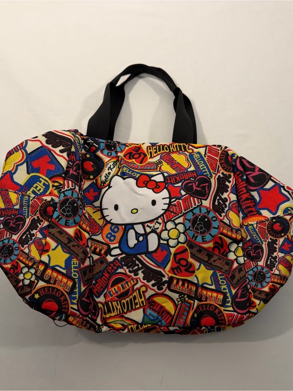 Brand New Sanrio Hello Kitty "Classic Fun" Sticker Print Lunch Bag Travel Tote